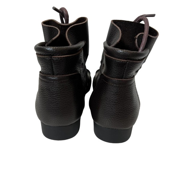 HZM Coffee Perforated Tie Leather Ankle Boots Women's 39 / US 8 - Picture 7 of 11
